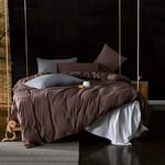 N\C Bedding Set Duvet Covers Full Queen Size Comforter Set Duvet Cover Sets Washed Linen Duvet Cover Double King Size Brown Duvet Cover Double Bed with Fitted Sheet Quilt Cover 220×240cm