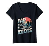 Womens Funny Nature Meme Far From All The Idiots Funny Hiking Memes V-Neck T-Shirt