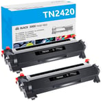 2 Black Toner fits for Brother TN2420 MFC-L2710DW HL-L2350DW L2310D DCP-L2530DW