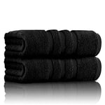 GC GAVENO CAVAILIA Ultra Soft Bath Towel Large - 550 GSM Ringspun Cotton Towels Set - Highly Absorbent Set of 2 Bath Towels - Washable, Black