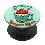 Funny Elf Santa Snowflake Hot Cocoa Christmas Movies Retro PopSockets PopGrip Adhésif