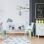 Ambiance Sticker Autocollant Muraux Décoration Adhésifs Arbre Fleuri et Cage Oiseaux Sticker Murale pour Bébé, Chambre d'enfant et Salon - H30 x L50 cm