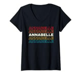 Womens I Love Annabelle Personalized Retro Sunset First Name V-Neck T-Shirt