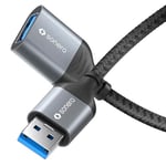 Sonero® Câble de données USB-A vers USB-A, câble d'extension, câble USB Type A, USB 3.0, 5 Go/s, gris sidéral/noir, 1,00 m