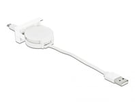 DELOCK – Easy 45 Module USB 2.0 Retractable Cable USB Type-A to EASY-USB Type Micro-B, white (8131