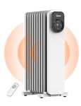 Midea Oil-Filled Radiator - 9 Fin Electric Heater with Remote Control & LED Touch Screen - Efficient Heating, Overheat & Tip-Over Protection, 24h Timer, Quiet, Digital Thermostat, 2000W