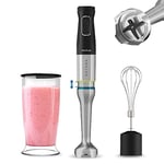 Cecotec Katana TotalDestroy 1200XL Cream Hand Blender, 1200 W, 21 vitesses et Turbo, 4 lames en titane noir, capot anti-éclaboussures, pied extra-long, gobelet de 800 ml.