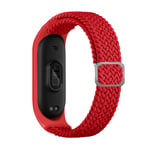 Klokkereim av nylon for Xiaomi Mi Band 3/4/5/6/7/NFC Rød