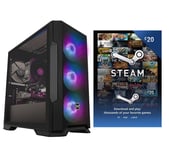 Pcspecialist Icon 211 Gaming PC & £20 Steam Wallet Card Bundle - AMD Ryzen™ 5, RTX 3050, 1 TB SSD, Black