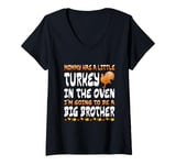 Womens I'm A Big Bro Thanksgiving Pregnancy Announcement Matching V-Neck T-Shirt