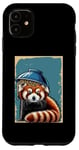 Coque pour iPhone 11 Artistic Simple Panda rouge avec bol à nouilles sur la tête Ramen