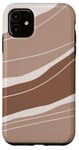 Coque pour iPhone 11 Traits marron foncé neutre tendance