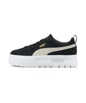 Puma Womens Mayze Trainers Sports Shoes - Black/White Leather (archived) - Size UK 3