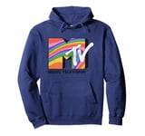 MTV Music Television Rainbow Retro Big Chest Logo Pullover Hoodie