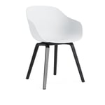 HAY - AAC222 Chair Black WB Lacq Oak Base White 2.0 Shell - Ruokapöydän tuolit - Hee Welling - Valkoinen - Puu/Muovi