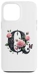 Coque pour iPhone 13 Pro Max Letter Q Initial Floral Monogram Rose Pink Flower Butterfly