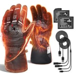 IRON JIA'S Gants Chauffants Moto 3000mAh,Gants Moto Chauffants USB Rechargeables,Gants Moto Hiver avec 4 Niveaux de réglage de la température,Protection des articulations,écran Tactile,imperméables.