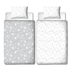 Grey Stars Kids Single Coverless Duvet Reversible Bedding Set Quilt 4.5 Tog