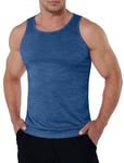 KEFITEVD Mens Tank Tops Sport Gym Running Vest Sleeveless T-Shirt Quick Dry Breathable Lightweight Vests Summer Polyester Top,Medium Blue,M