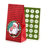 Pajoma Calendrier de l'Avent Motif Père Noël, 1 x 24 sachets à remplir, avec Chiffres Autocollants, Noël