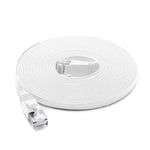 PNI Câble réseau plat S/STP CAT7 U7200W, 2 x RJ45, 4 paires de fils, 32AWG, cuivre, 10 Gbps, 600 MHz, 20 m, blanc