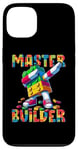 Coque pour iPhone 13 Master Builder Dabbing Blocks Bricks Building Kids Boys Fun