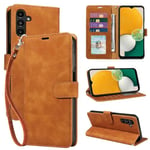 GOTOURED for Samsung A13 Phone Case Wallet/A04S Case,4 Card Slots [RFID Blocking] [Wrist Strap] [Kickstand] Magnetic Shockproof Protective Leather Flip Cases Cover for Galaxy A13/A04S (Brown)