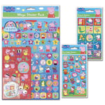 Peppa Pig Mega Sticker Collection | Big Bundle for Scrapbooking and Decoration | Reusable on Non-Porous Surfaces ,Blue / Pink,29.7cm x 21cm