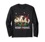 Merry Pigmas Merry Christmas Funny Guinea Pig Antlers Lights Long Sleeve T-Shirt