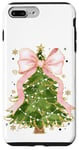 Coque pour iPhone 7 Plus/8 Plus Coquette rose avec nœud en ruban et sapin de Noël vert pour fille