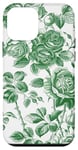 iPhone 12 mini Chinoiserie Green Toile Pattern Roses Leaves Garden Case