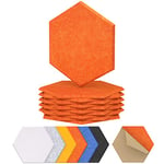 TONOR Lot de 12 Panneau Acoustique Mural Autocollante, 30 x 26 x 1cm Panneau Acoustique à Haute Densité, Mousse Acoustique Hexagonal Isolant Phonique pour Studio, Bureau, Chambre, Salon, Orange