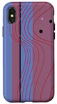 Coque pour iPhone X/XS Bleu Rayures Courbes Lignes Abstrait Mauve