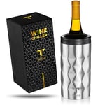 Refroidisseur de bouteille de champagne/vin. Gardez votre vin frais jusqu'à 8 heures. Refroidisseur portable avec un design élégant fabriqué en acier inoxydable isotherme de qualité supérieure. Seau