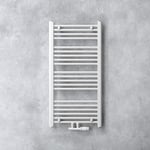 Doporro Radiateur de Salle de Bain Sèche-Serviette 100x50cm Radiateur Tubulaire Vertical Chauffage à Eau Chaude Blanc