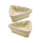 2 Pcs Triangle Bread Proofing Basket，Rattan Fermentation Basket Proving Wicker Baskets Size 23 * 23 * 8CM， for Bread and Dough Fermentation， with Linen Liner