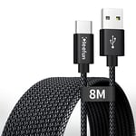 CLEEFUN 8m/26ft Extra Long USB C Cable, Durable Nylon Braided USB-A to Type-C Fast Charging Charger Cable Compatible With Samsung Galaxy Note,M oto,L G,Pixel,Switch and More USB C Smartphone, Tablet