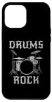 Coque pour iPhone 12 Pro Max Batterie Rock, batteur fête des pères musicien rock Goth