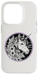 iPhone 14 Pro Unicorn in Black White Purple Hibiscus Roses Champion Wreath Case