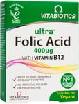 Vitabiotics Ultra Folic Acid Tablets 400 Mcg Vitamin B9 with Vitamin B12 - 60 Ta
