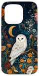 iPhone 15 Pro White Owl Moon Flowers Cottagecore Case