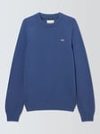 GANT Cascot Saddle Crew Neck Jumper, Vintage Blue