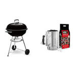 Weber 1321004 Barbecue compact Noir 57 cm (ancien modèle) & Kit Cheminée d'Allumage, Argent/Noir