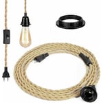 Lustre Corde, Rétro Douille E27 avec Fil électrique de 4,5 mètres et Interrupteur, Pour Lampe Suspension Corde(ampoule n'est pas inclus),Superma