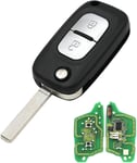 2 Boutons 433 MHz Coque de Clé Télécommande Pliable avec Puce PCF7961A ID46 pour Renault Clio III Clio 3 Kangoo Master Modus Twingo 2006-2016 Clé de Télécommande 7701210033