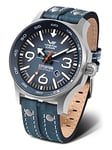 Vostok Europe YN55 Expedition Nordpol 1 Montre pour Homme; avec Rivets Multiples, Bracelet en Cuir, Date Automatique, Bleu/Bleu.