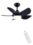 Newday Ventilateur Plafond avec Lumiere et Télécommande Noir, Ventilateur Plafond avec éclairage Le petit, Ventilateur Plafond Silencieux 76cm avec 5 pales 3 Minuterie pour Chambre