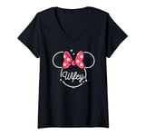 Womens Disney Minnie Mouse Wifey Head Icon Magic Family Trip V-Neck T-Shirt