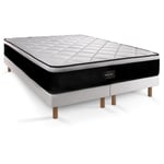 Prestige Literie - Ensemble matelas sommier Suite 180 x 200 cm - Couleur : Blanc