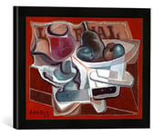 Kunst für Alle 'Image encadrée de Juan Gris Compo Animaux et Verre, d'art dans Le Cadre de Haute qualité Photos Fait Main, 40 x 30 cm, Noir Mat